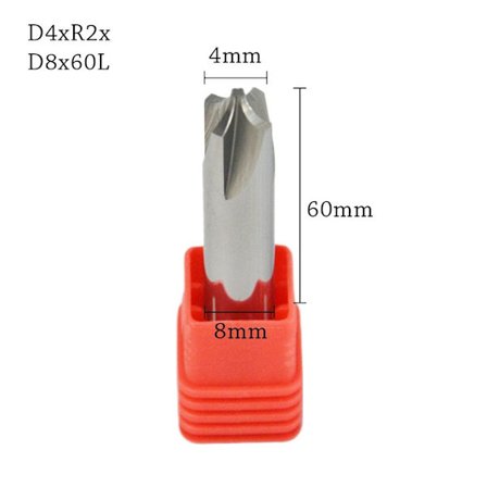 Lige rille affasning R-vinkel fræser D4XR2XD8X60L