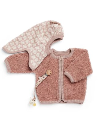 Smallstuff Cardigan W. Zipper, Bouclé Merino Wool, Rose - Pink - 56/62