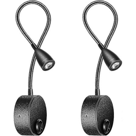 2025 Ny Modell Vägglampa Sänglampa 2-pack LED Lampa Svanhals Lampa 3W, 3000K Varmvit Läslampa.