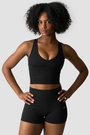 Ignite Cropped V-neck Tank Top Black