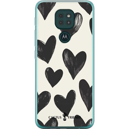 Kompatibelt Mobildeksel til Motorola Motorola Moto G9 Play Cactus and Friends - Bold Black Love Pattern