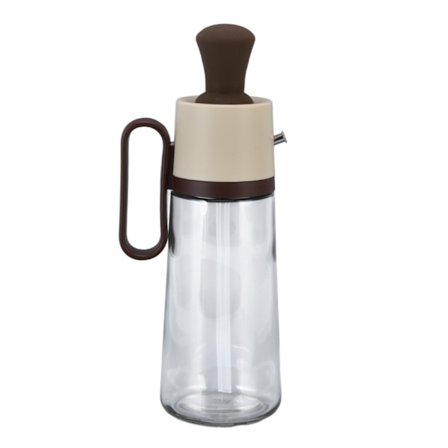 Lækagesikker olie dispenser med skala - 550 ml kapacitet, blank brun