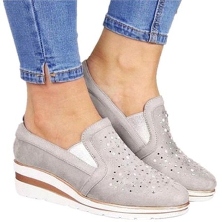 Dam strass paljetter kilklack tunna skor Casual sneakers Grey 41
