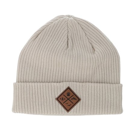 Wild Spirit - Beige cuff Beanie - Engraved Nature Patch Sand Cuff @ Hatstore