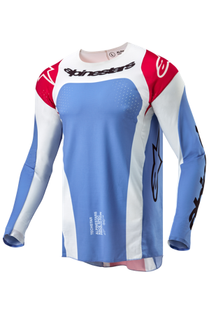 Camiseta de Cross Alpinestars Techstar Ocuri Azul claro/Rojo Marte/Blanco XL