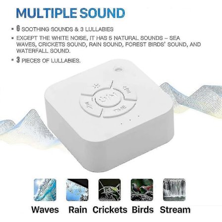 Vit Brus Maskin Ljudmaskin Vaggvisa Ljudmaskin Ljudterapi Portabel Ljudlugnare Maskin För Avkoppling Sömn Hög Trogenhet Natur