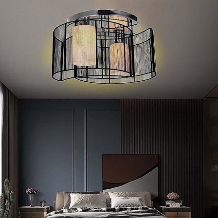 1-lys 40 cm Mini Style Flush Mount Metall Stoff Elektroplettert