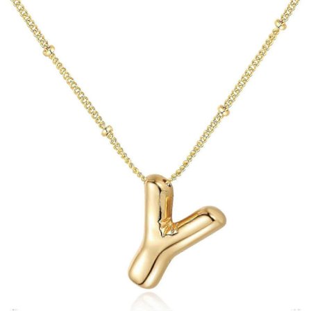 Bubble Bogstav Halskæde Ballon Initial Halskæder Til Kvinder Piger Fin Alfabet Vedhæng 14k Guldbelagt Puffy Navn Personlig Smykkegave