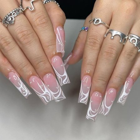 Lång T-formad Fake Nails Ballerina False Nail 4 4