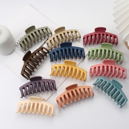 12 stk. store hårklemmer til kvinder, matte banan clips, kraftige klemmer, hår