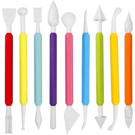 9-delad uppsättning verktyg för modellering av fondant, gummipasta för tårtdekoration, verktyg för skulptering av tårtmarshmallow