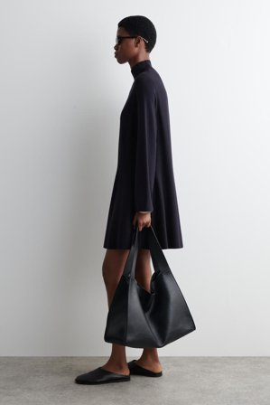 COS Rozszerzana Sukienka Mini Z Mieszanki Z Wełną in Niebieski