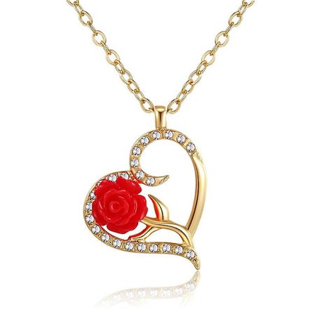 Love Rose Pendant Halsband Simple Ins Halsband Enkelt Och Wild Pendant Halsband