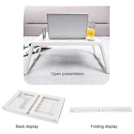 Sammenleggbart laptopbord for seng, fangbord for spising og laptopstativ, Com