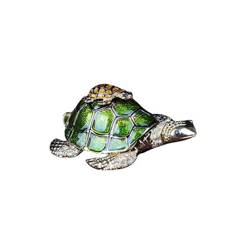 Æske, smykkeskrin med hængsel, håndmalet figurkollektion, ringholder, skildpadde boligdekorationer, grøn