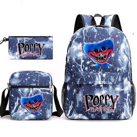 3 stk sett Anime Game 3d Poppy Playtime Monster Ryggsekker Messenger Bag Blyantveske Canvas Skoleveske For Student Kids DB