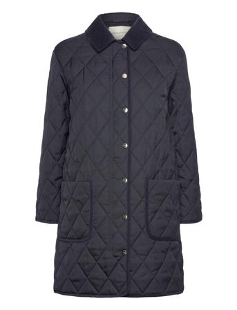 GANT Quilted Cord Detailed Coat Marinblå