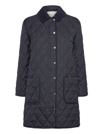 GANT Quilted Cord Detailed Coat - Navy - XS