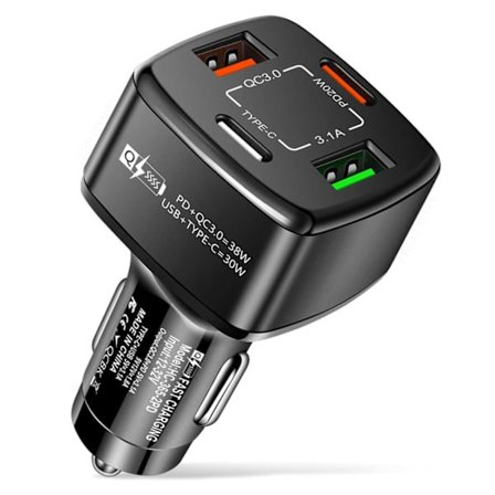Billader 4 USB SuperSnab 38W PD Quick Charge 3.0