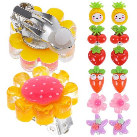 7 par Clip On Örhängen för Små Flickor Barn Clip On Örhänge Smycken Festival Party Örhänge Smycken