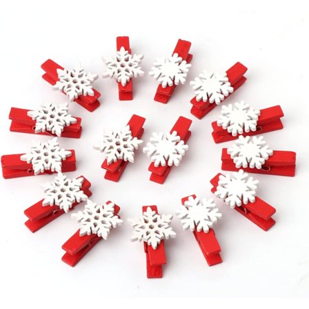 50 st Mini Klädnypor i Trä Snöflingemönster 3,5 cm Trä