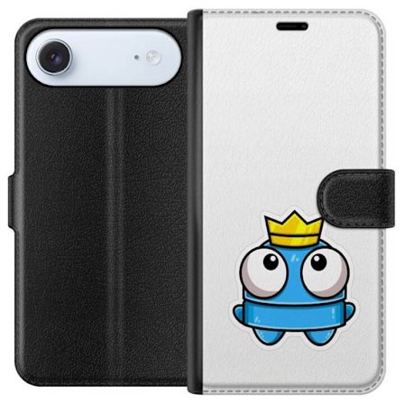 Yhteensopiva Lompakkokotelo Apple Apple iPhone 17 Air Sininen piirros hahmo kruunulla ja suurilla silmillä leikkisässä kuninkaallisessa tyylissä