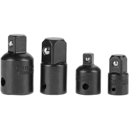 Sats med 4 krom-vanadinadaptrar - 1/4", 3/8", 1/2" spärrnyckeladaptrar för hylsor och bits