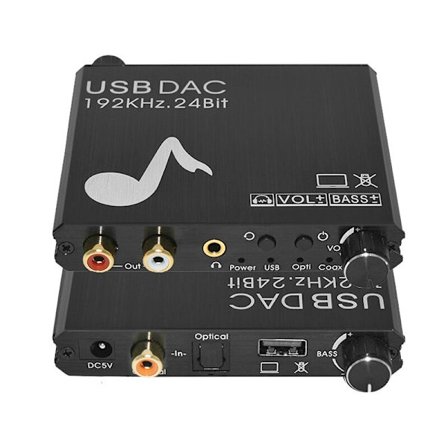 Digital til analog lydkonverter 192Khz 24Bit DAC SPDIF Optisk Toslink Coaxial RCA 3.5-stik til ps3 ps4 TV xbox med USB-strøm