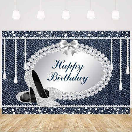 Diamanter Grattis på födelsedagen Bakgrund Glitter Shiny Crystal Skor Födelsedag Fotografi Bakgrund Banner Födelsedagsfest Dekoration Tillbehör