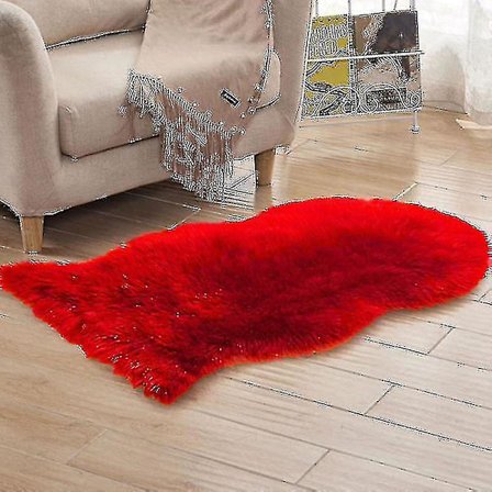 Blødt fåreskindslignende fluffy imiteret pels tæppe hjem gulvmåtte lille tæppe Nc