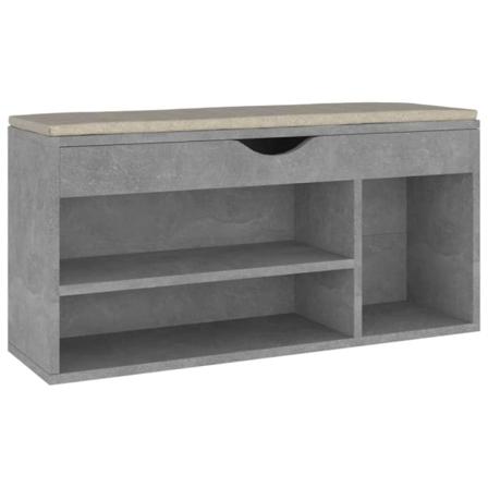 Vidaxl Skobänk Med Dyna Betonggrå 104x30x49 Cm Spånskiva Grå