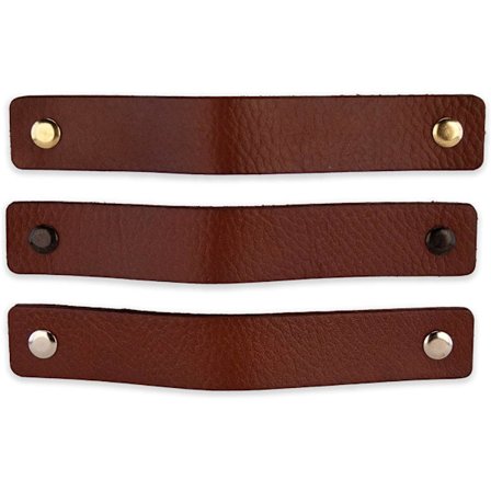 Lærhåndtak for møbler - 3 stk - 13,5 x 2,5 cm -