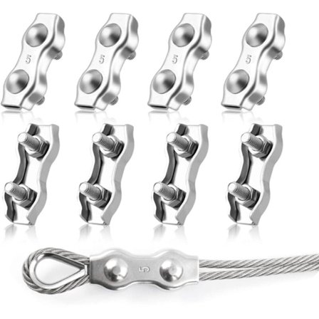M5-kaksipuoliset kaapelikiinnikkeet, 8 kpl 304 ruostumattomasta teräksestä valmistetut kaksipuoliset vaijerikiinnikkeet, 5 mm:n kaapelikiinnike 