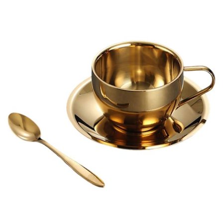 Kaffekrussett i rustfritt stål, tåler oppvaskmaskin, gjenbrukbar tekopp for Latte Melk Te