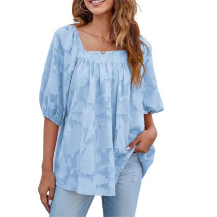 Casual Damblus Volang Plisserad Hollow Loose-fit Shirt Dance