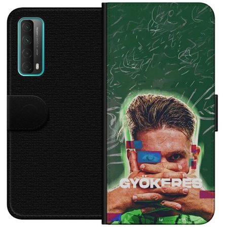 Yhteensopiva Lompakkokotelo Huawei P smart 2021 Lamine Yamal Barcelonan pelipaidassa, jossa on neonvaloja ja punaisia ja sinisiä salamoita dramaattise