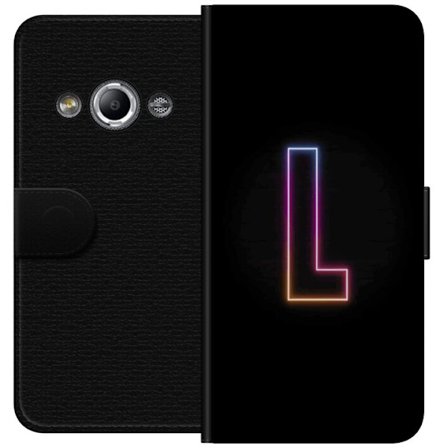Kompatibelt Lommeboketui til Samsung Galaxy Xcover 3 Minimalistisk neonbokstav L i mykt fargeskiftende lys mot svart bakgrunn med ren grafisk estetikk