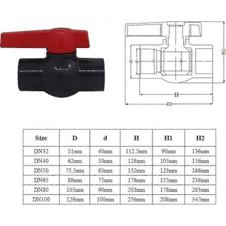 PVC-ventil til 90 mm kugleventil, kugleventil til swimmingpool [DB]