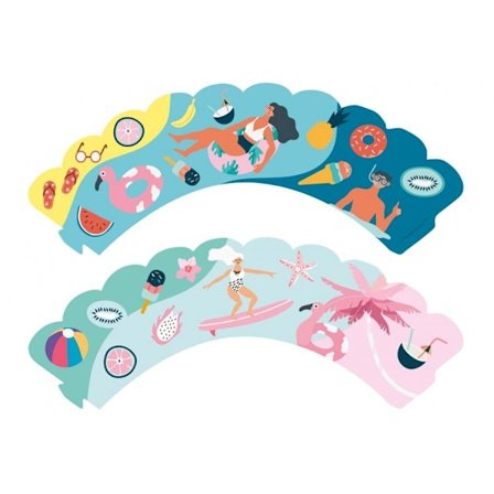 Muffinsdekorset Summer Surfing, 6 stycken