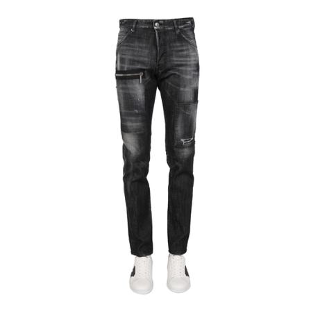 Dsquared2, Straight Jeans Zwart, Heren, Maat:L,elastaan