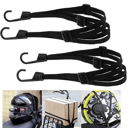 2 stk. Justerbare bagasjestropper med krok og strikk Elastiske stropper med 4 skyvespenner for motorsykkelhjelmer, bagasje, skuldervesker