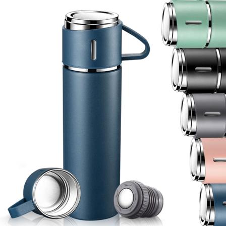 Vanflaske, 500 ml vakuumkolbe, isolert reisekrus med lekkasjesikkert lokk og håndtak, gjenbrukbare flasker holder seg varme og kalde for 