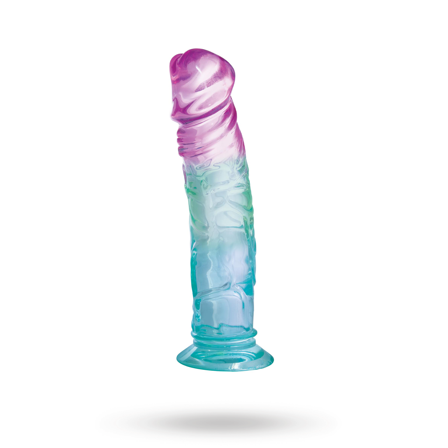 Jellildo Transparent Dildo Multi - Vuxen.se - Handsfree dildo med sugpropp