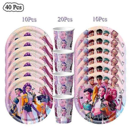 Demon Hunter Birthday Party Supplies Set: Plates, Banner, Cake Topper and Balloons for Kids