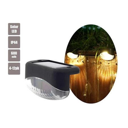 4 stk. LED Solar Lys Udendørs Havelampe Solcelledrevet Trin Dæk Lys Trappe Vandtæt