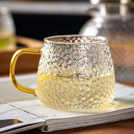 2 kpl 420 ml Japanilainen Tee-lasi Hammered Grain-lasista