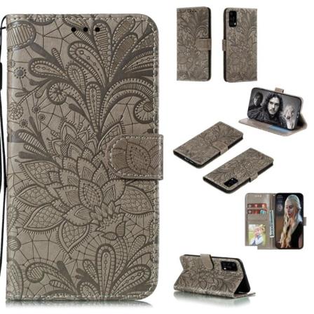 Huawei P40 Pro - Blommigt Mönster - Grå Grey Grå