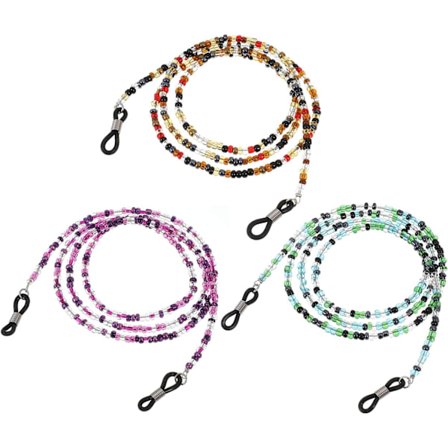3 kpl Silmälasiketju, Silmälasiketju Helmillä koristeltu Silmälasinauha Liukumaton Silmälasiketju Silmälasinauha Aurinkolasinauha Lanyard Lasit