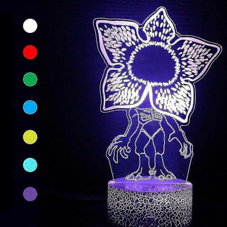 Stranger Things 3D Demogorgon LED Natlampe 16 Farver Opladningsatmosfære Lampe Med Fjernbetjening Børneværelse Indretning_p