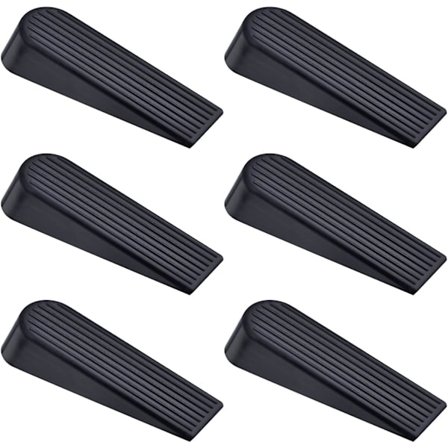 6 st svarta dörrstoppkilar i gummi för dörrstopp i hemmet och på kontoret